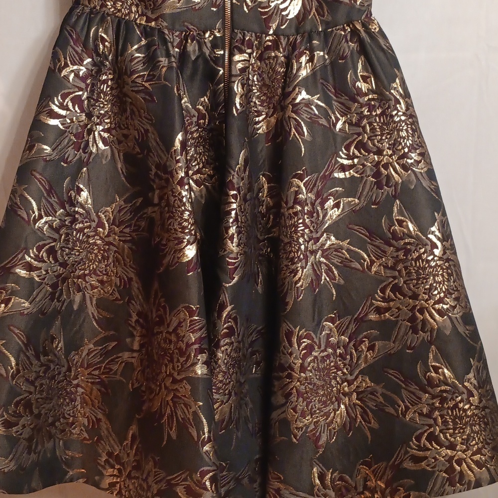 Ted Baker Elegant Gold and Black Floral Dress Size 3 - Picture 10 of 12